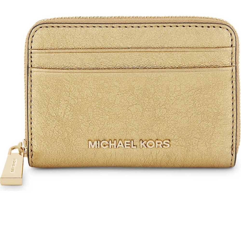 MICHAEL KORS Crackled leather zip-around card case